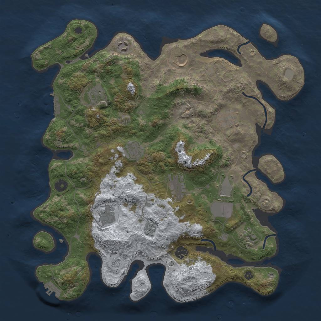 Rust Map: Procedural Map, Size: 3850, Seed: 530742873, 19 Monuments