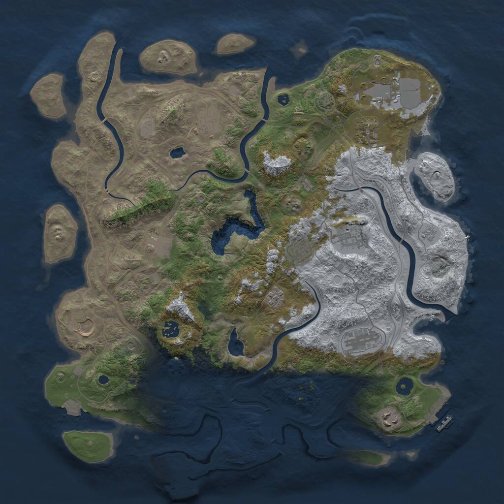 Rust Map: Procedural Map, Size: 4300, Seed: 38, 17 Monuments