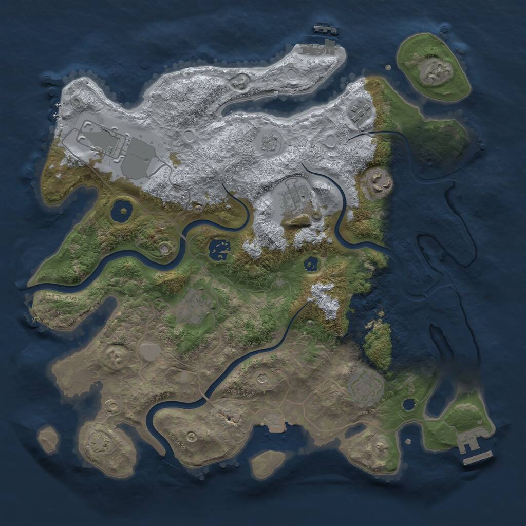 Rust Map: Procedural Map, Size: 3550, Seed: 2992, 13 Monuments