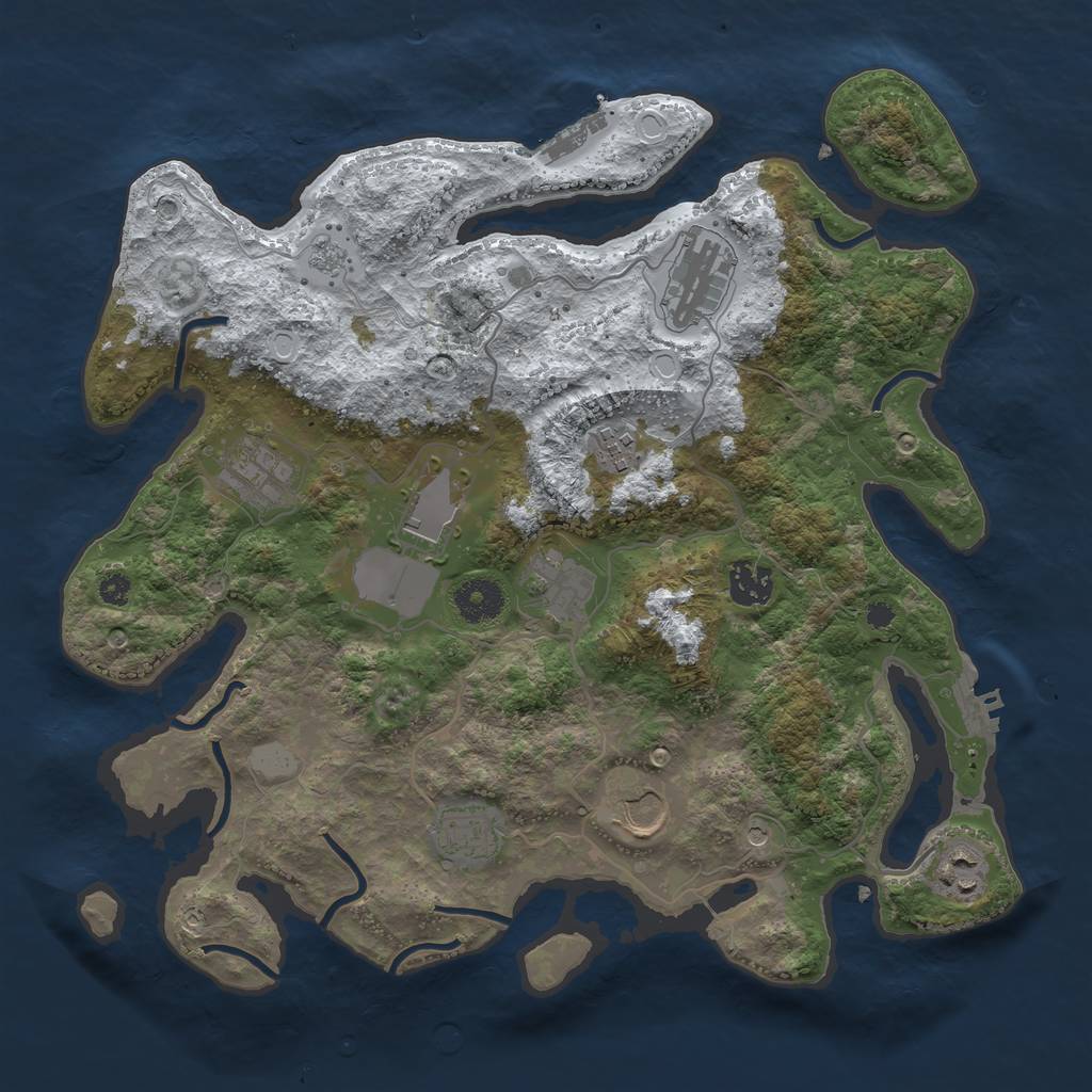 Rust Map: Procedural Map, Size: 3550, Seed: 2992, 18 Monuments