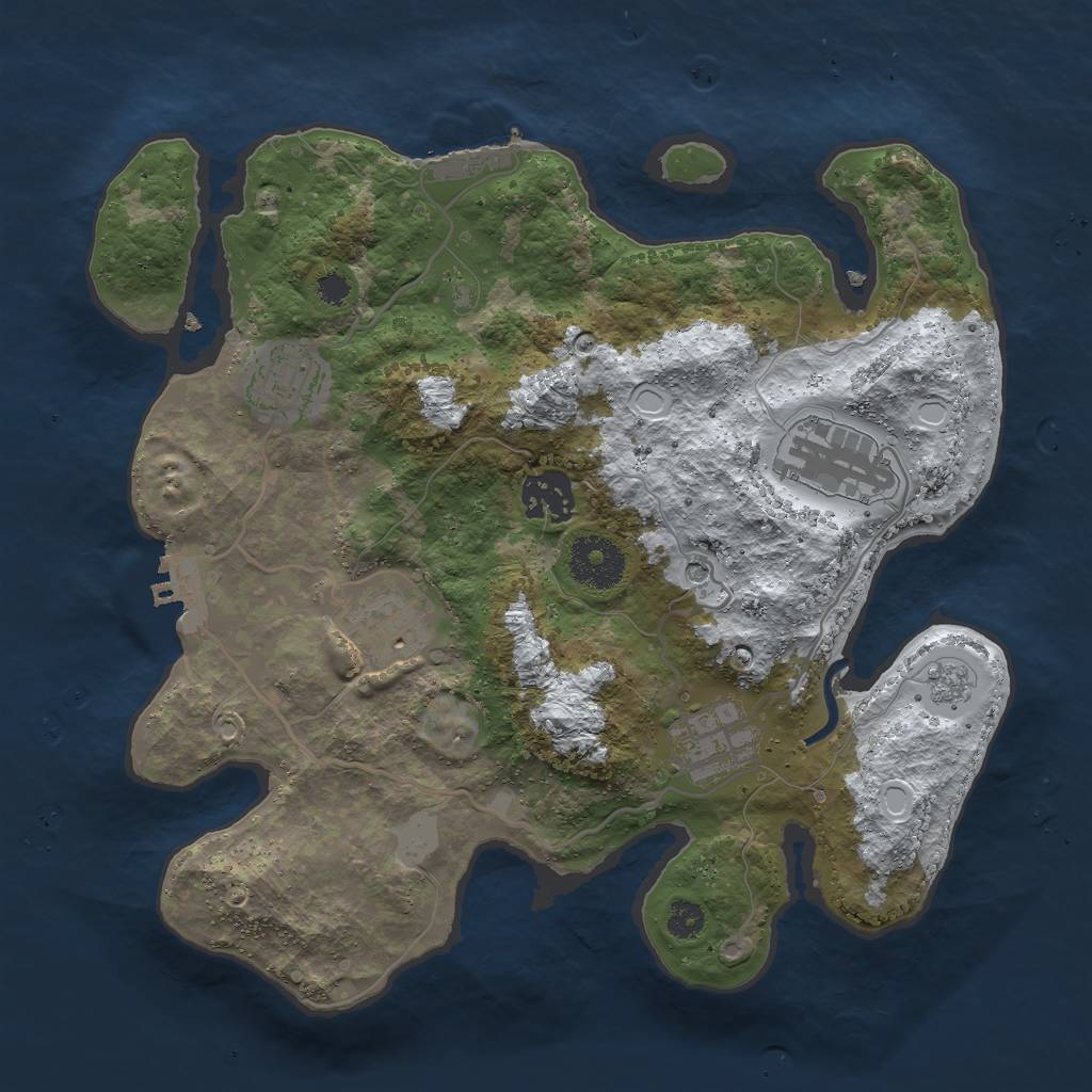 Rust Map: Procedural Map, Size: 3000, Seed: 9051, 14 Monuments