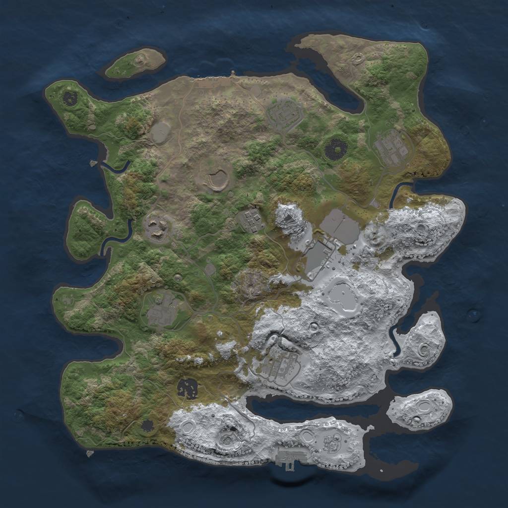 Rust Map: Procedural Map, Size: 3500, Seed: 769598047, 18 Monuments