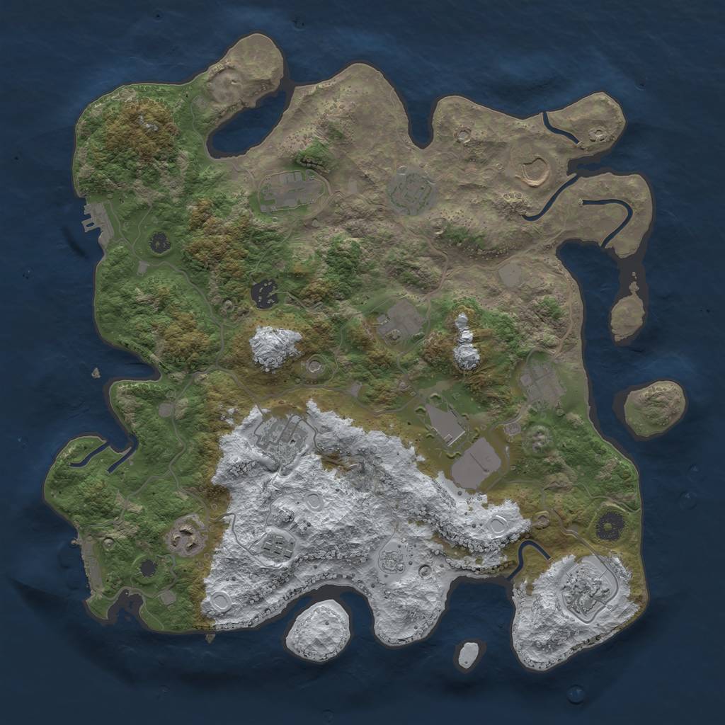 Rust Map: Procedural Map, Size: 3750, Seed: 2028737788, 20 Monuments