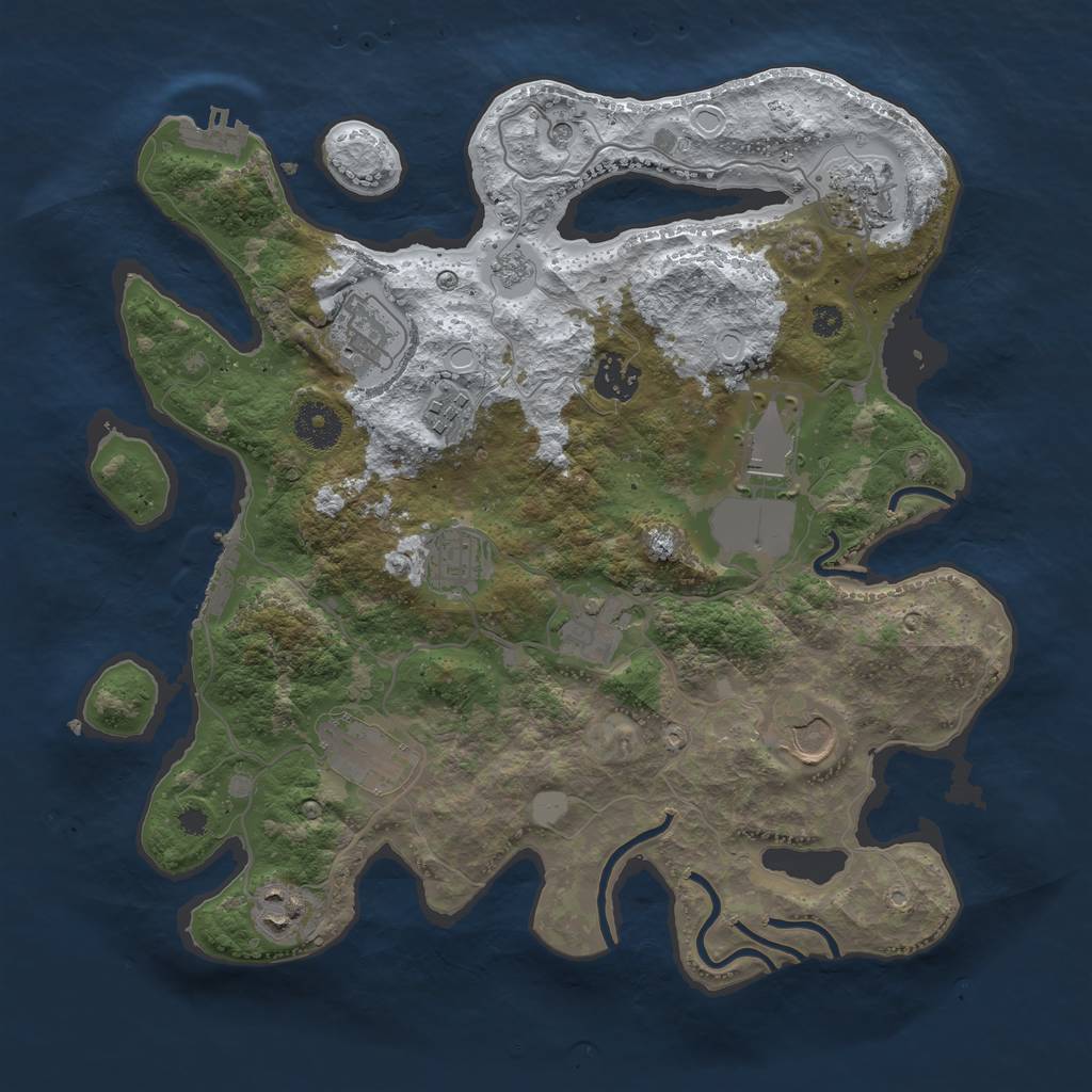 Rust Map: Procedural Map, Size: 3500, Seed: 1645725147, 19 Monuments