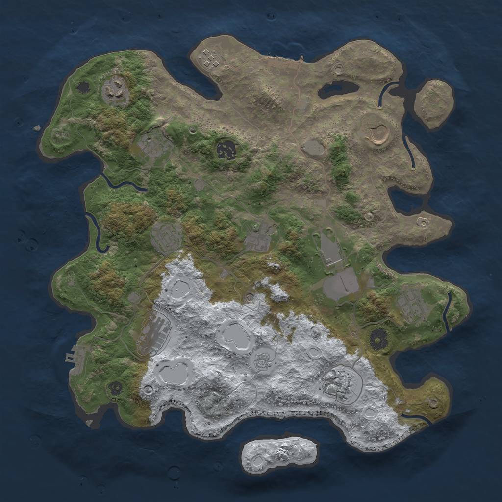 Rust Map: Procedural Map, Size: 3700, Seed: 1440692383, 20 Monuments