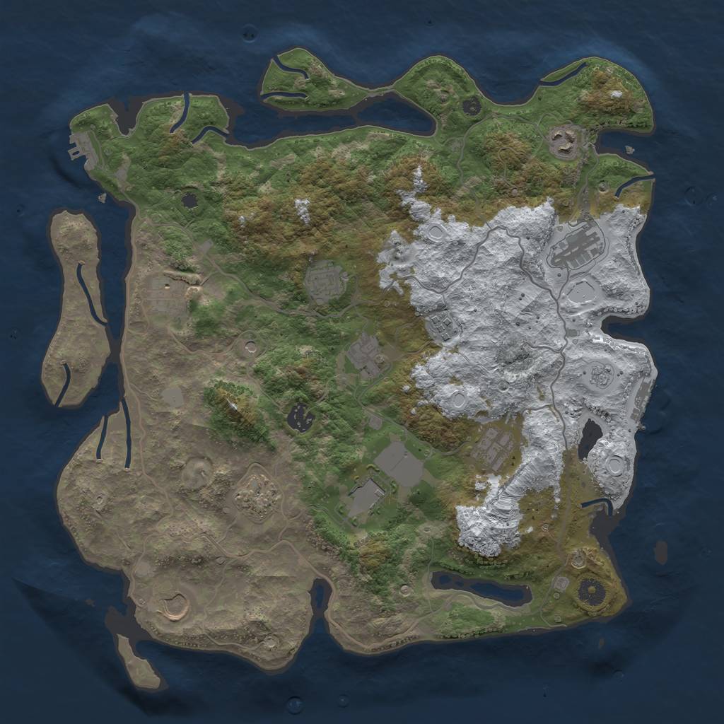 Rust Map: Procedural Map, Size: 4000, Seed: 202, 20 Monuments