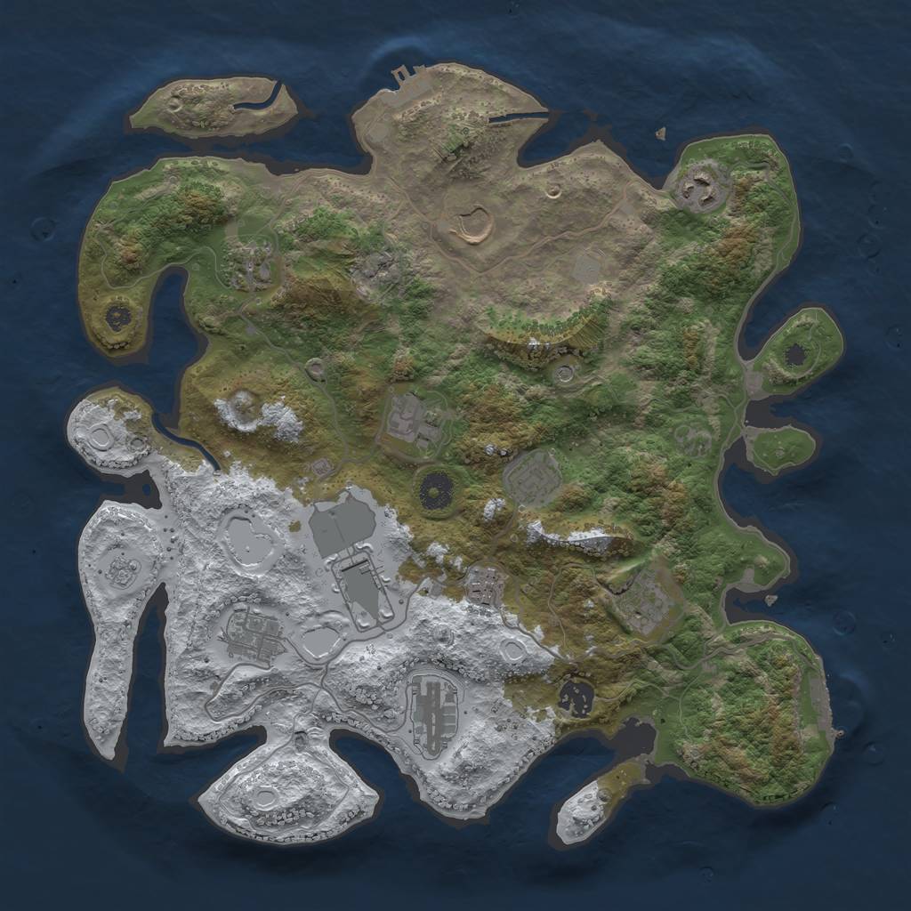 Rust Map: Procedural Map, Size: 3750, Seed: 241194093, 20 Monuments