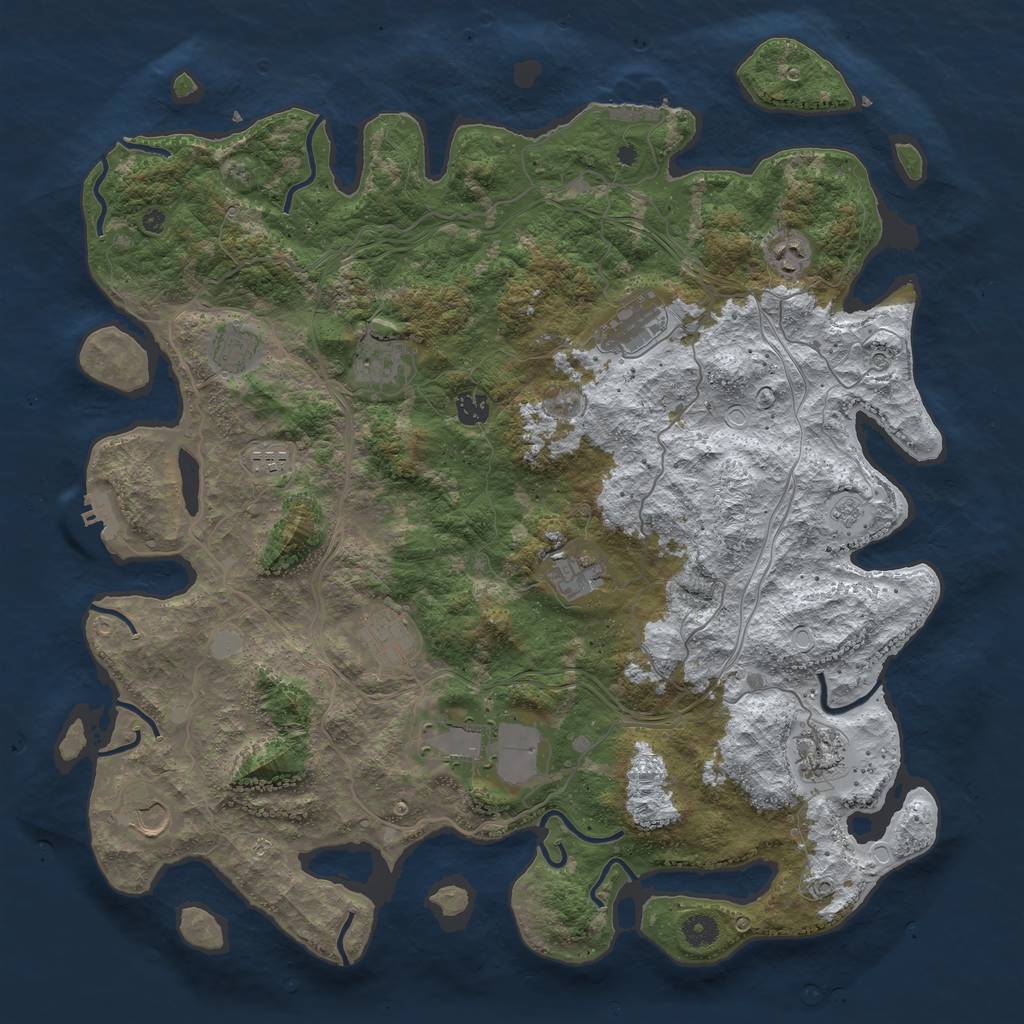 Rust Map: Procedural Map, Size: 4500, Seed: 2435609, 20 Monuments