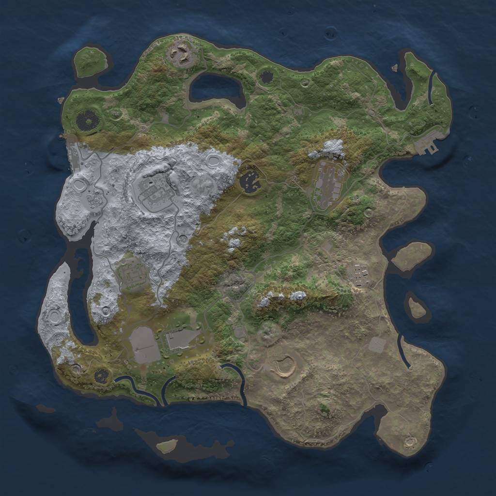 Rust Map: Procedural Map, Size: 3500, Seed: 305, 15 Monuments