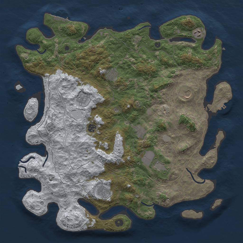 Rust Map: Procedural Map, Size: 4500, Seed: 215842982, 18 Monuments
