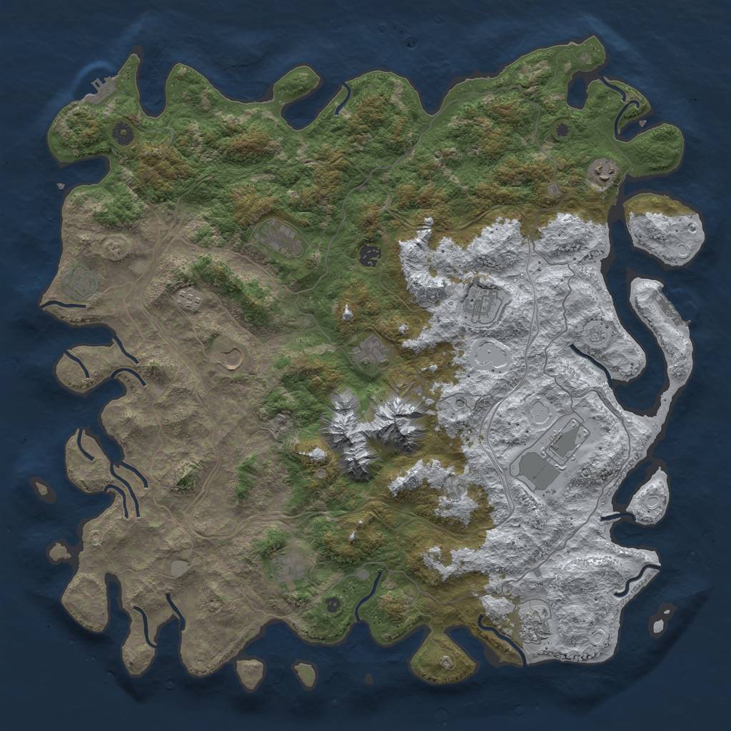 Rust Map: Procedural Map, Size: 5000, Seed: 687899982, 20 Monuments