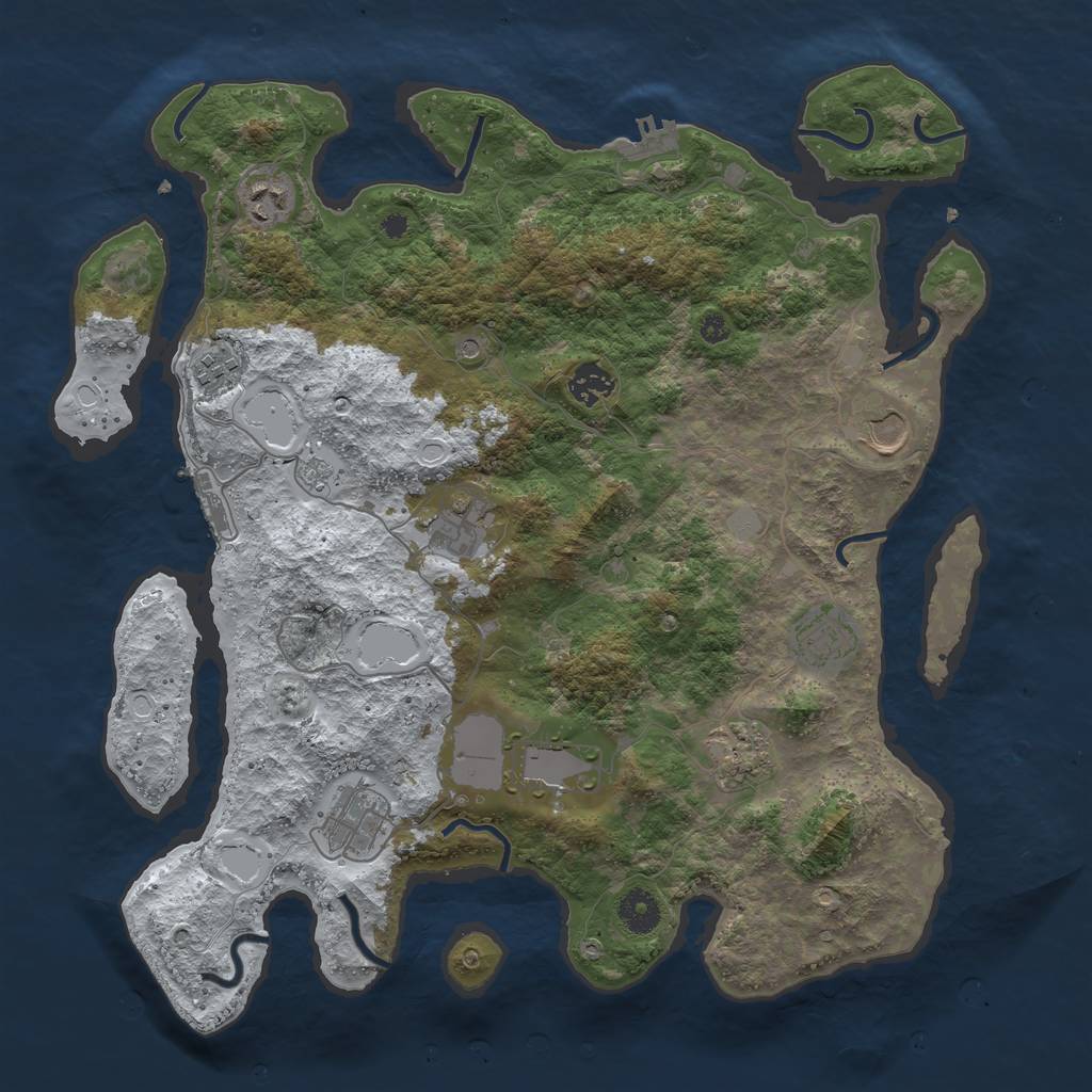 Rust Map: Procedural Map, Size: 3850, Seed: 1288756341, 18 Monuments