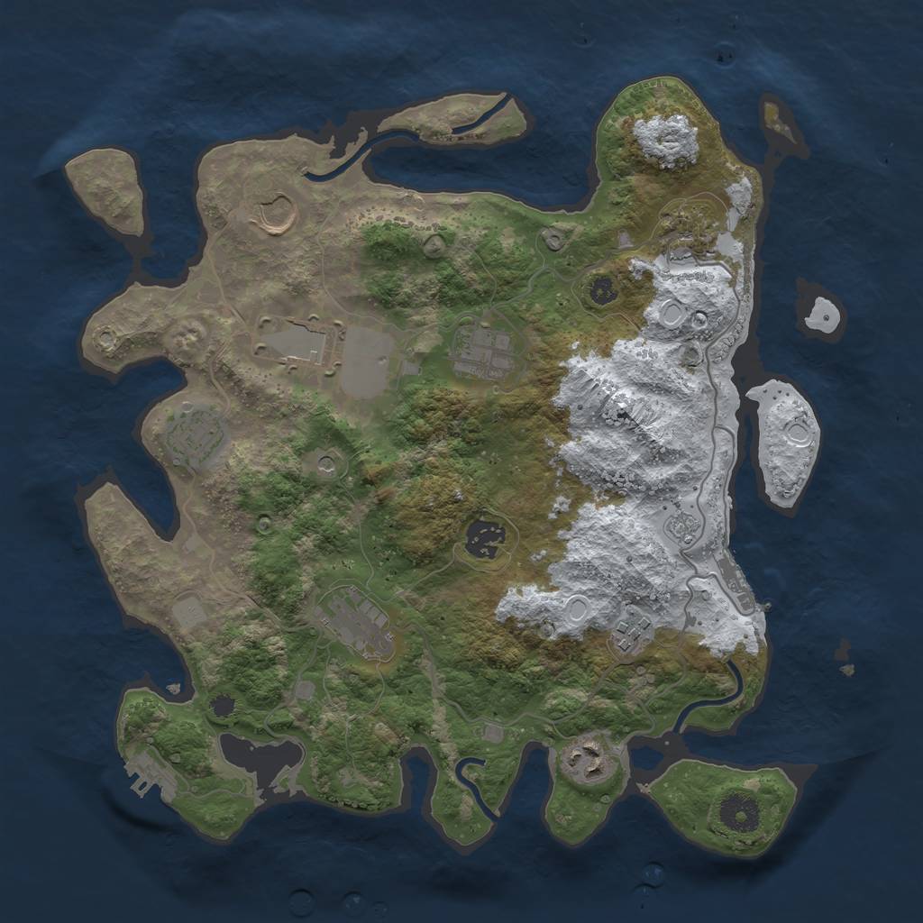 Rust Map: Procedural Map, Size: 3500, Seed: 1148192264, 18 Monuments