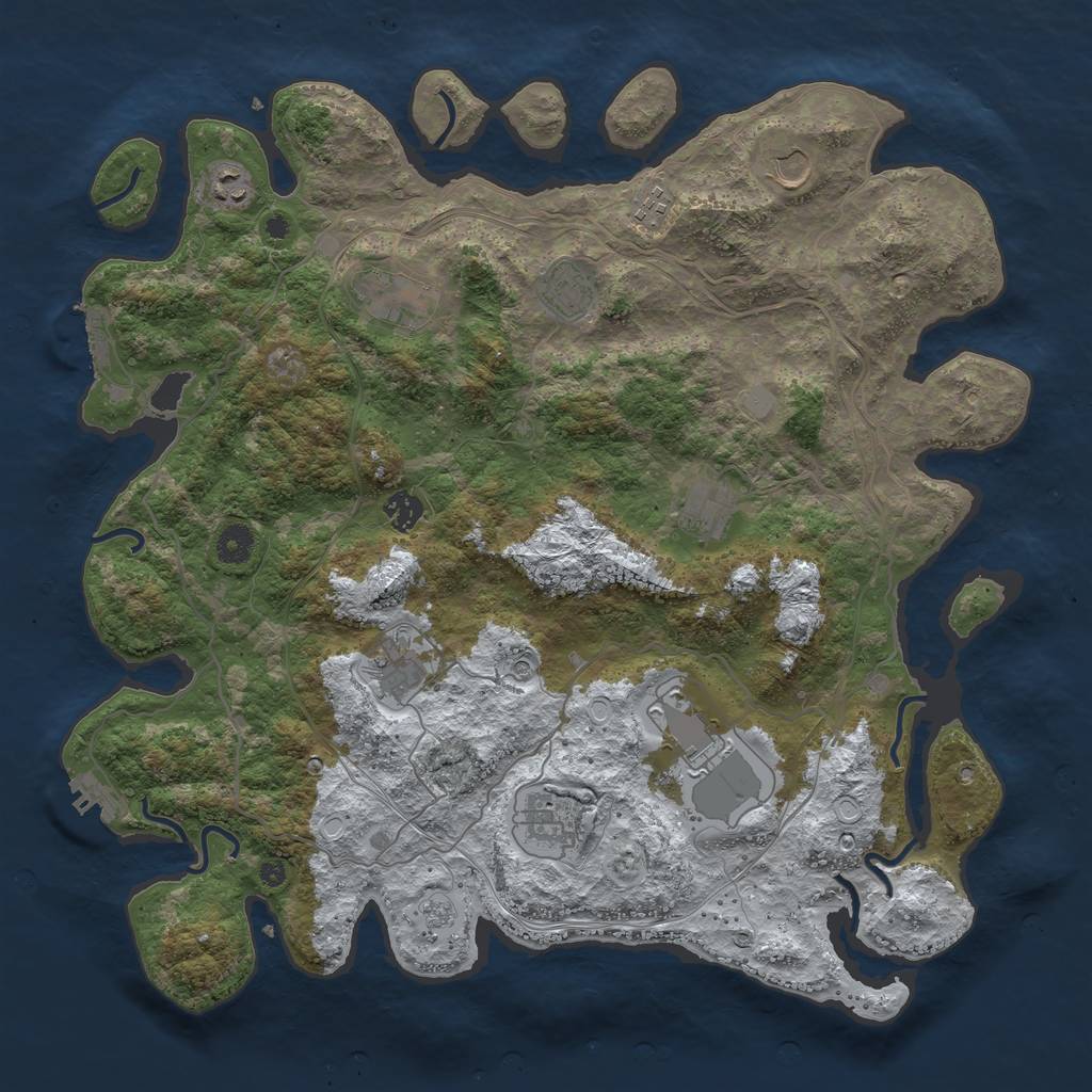 Rust Map: Procedural Map, Size: 4250, Seed: 476364118, 19 Monuments