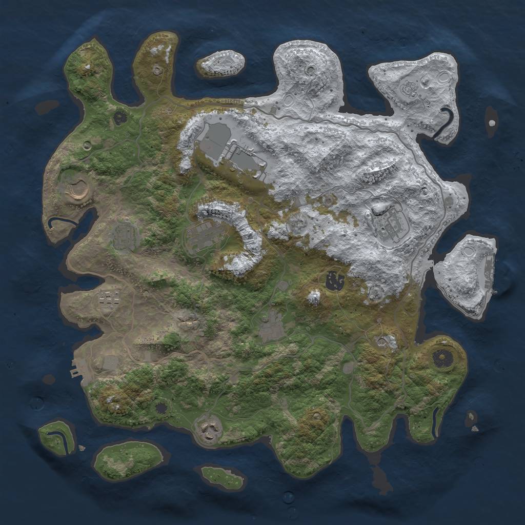 Rust Map: Procedural Map, Size: 4000, Seed: 1383213095, 18 Monuments