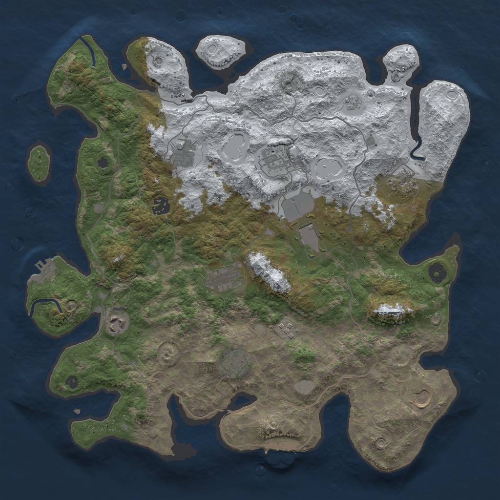 Rust Map: Procedural Map, Size: 4050, Seed: 2132138375, 19 Monuments