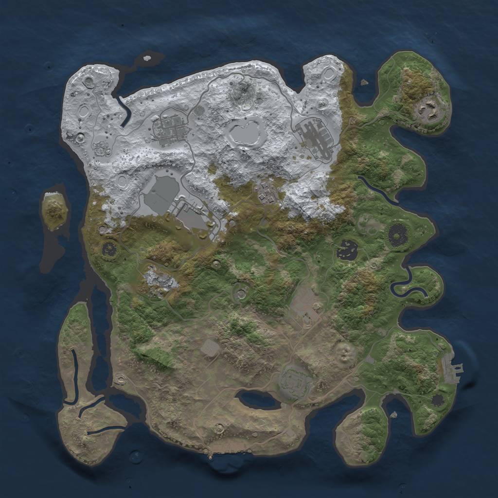 Rust Map: Procedural Map, Size: 3500, Seed: 1671072612, 18 Monuments