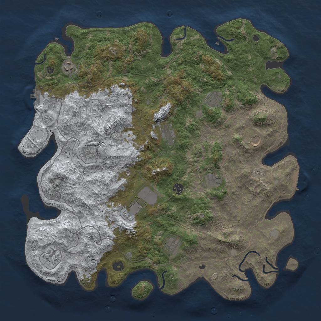 Rust Map: Procedural Map, Size: 4500, Seed: 692069868, 20 Monuments