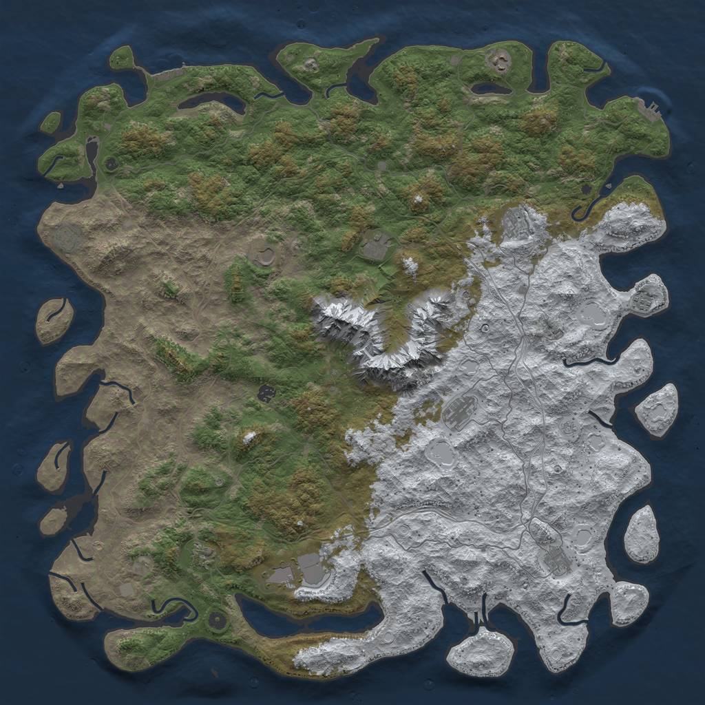 Rust Map: Procedural Map, Size: 6000, Seed: 942601, 20 Monuments