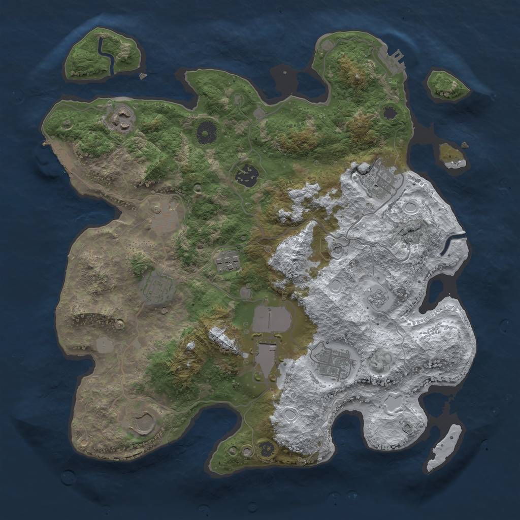 Rust Map: Procedural Map, Size: 3550, Seed: 3343962, 18 Monuments