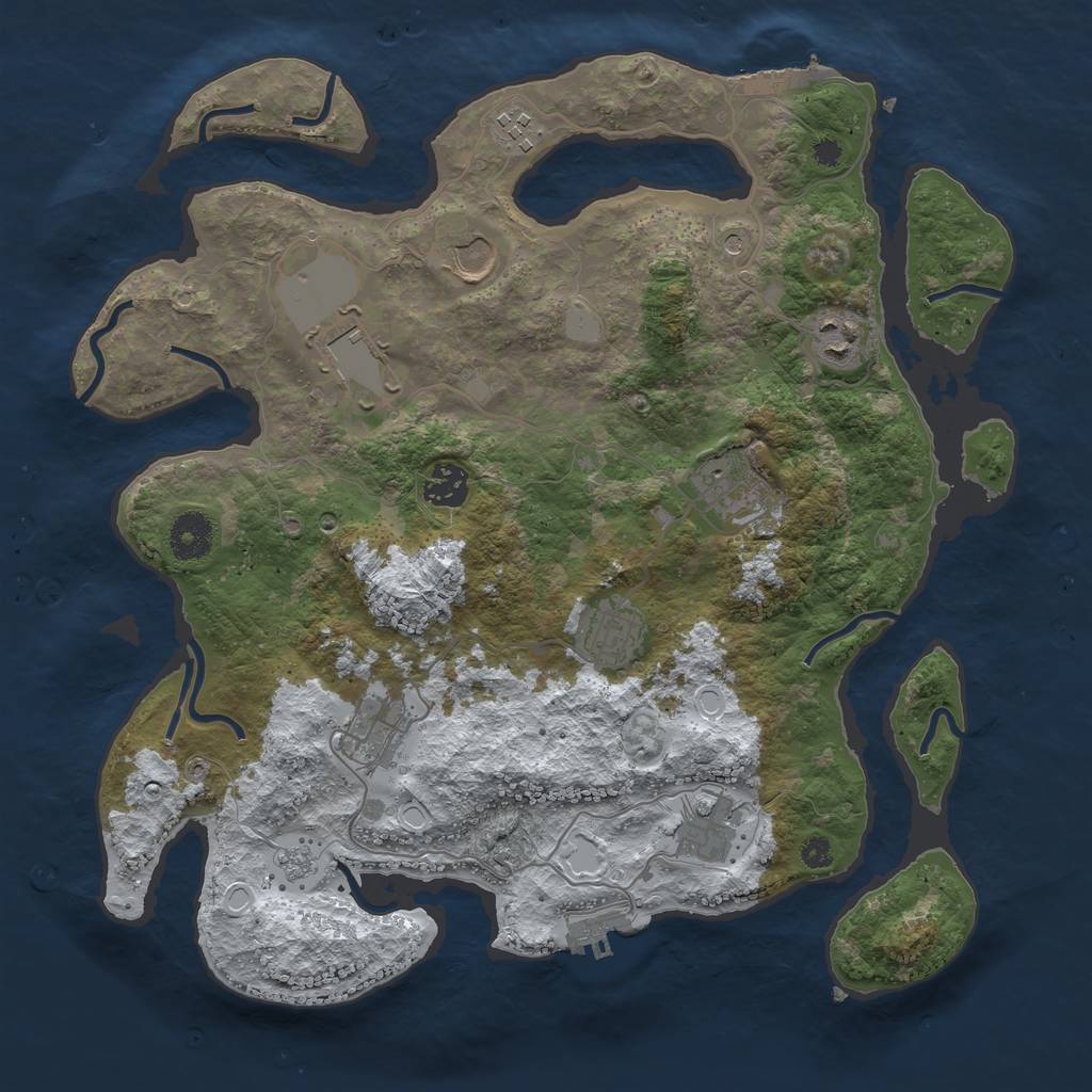 Rust Map: Procedural Map, Size: 3600, Seed: 529953, 18 Monuments