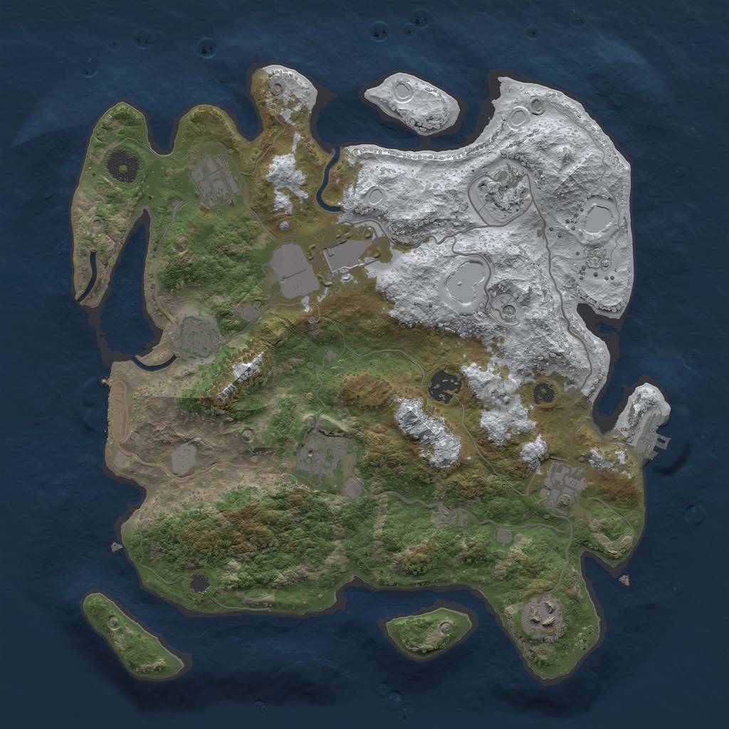 Rust Map: Procedural Map, Size: 3500, Seed: 695921496, 17 Monuments