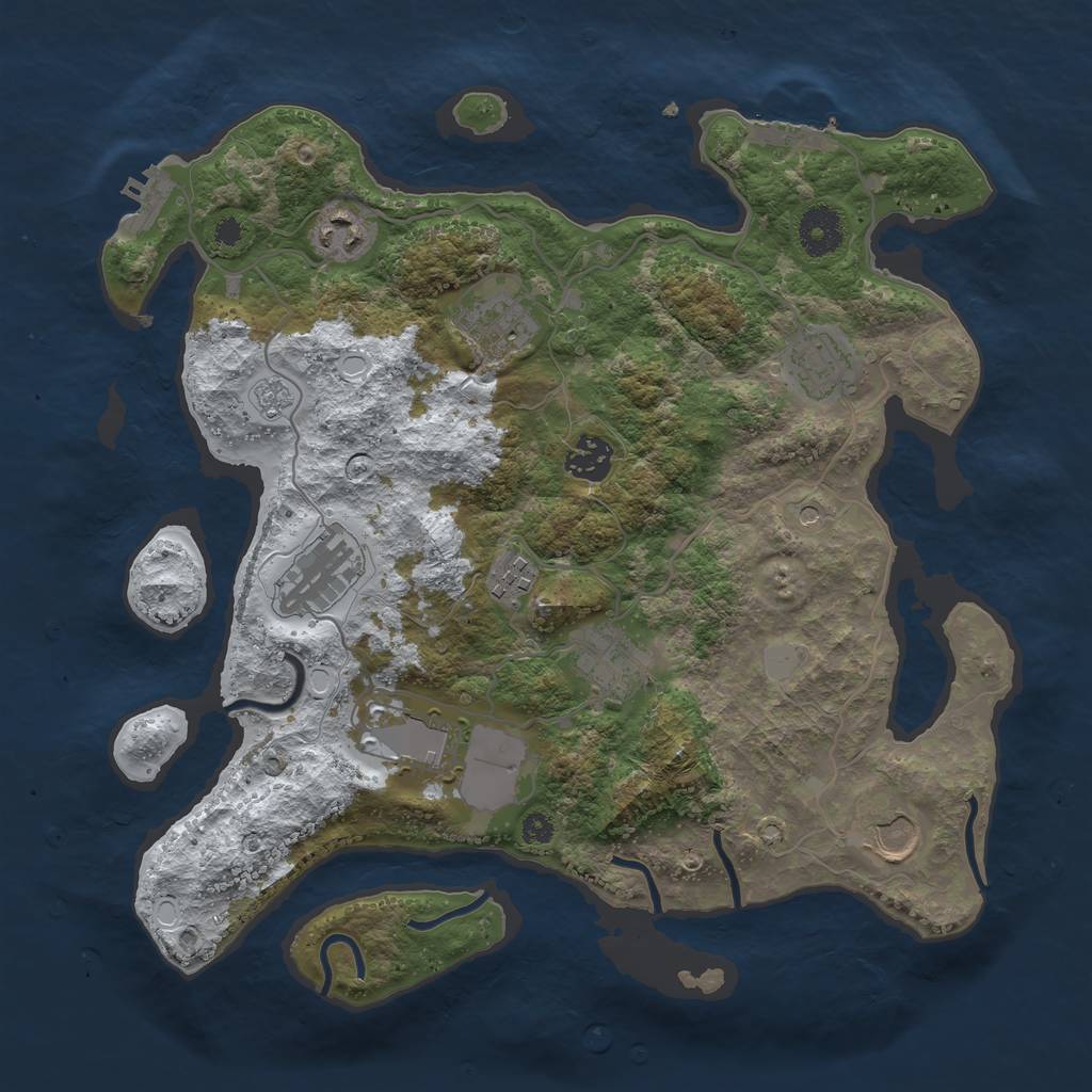 Rust Map: Procedural Map, Size: 3500, Seed: 1623170, 18 Monuments