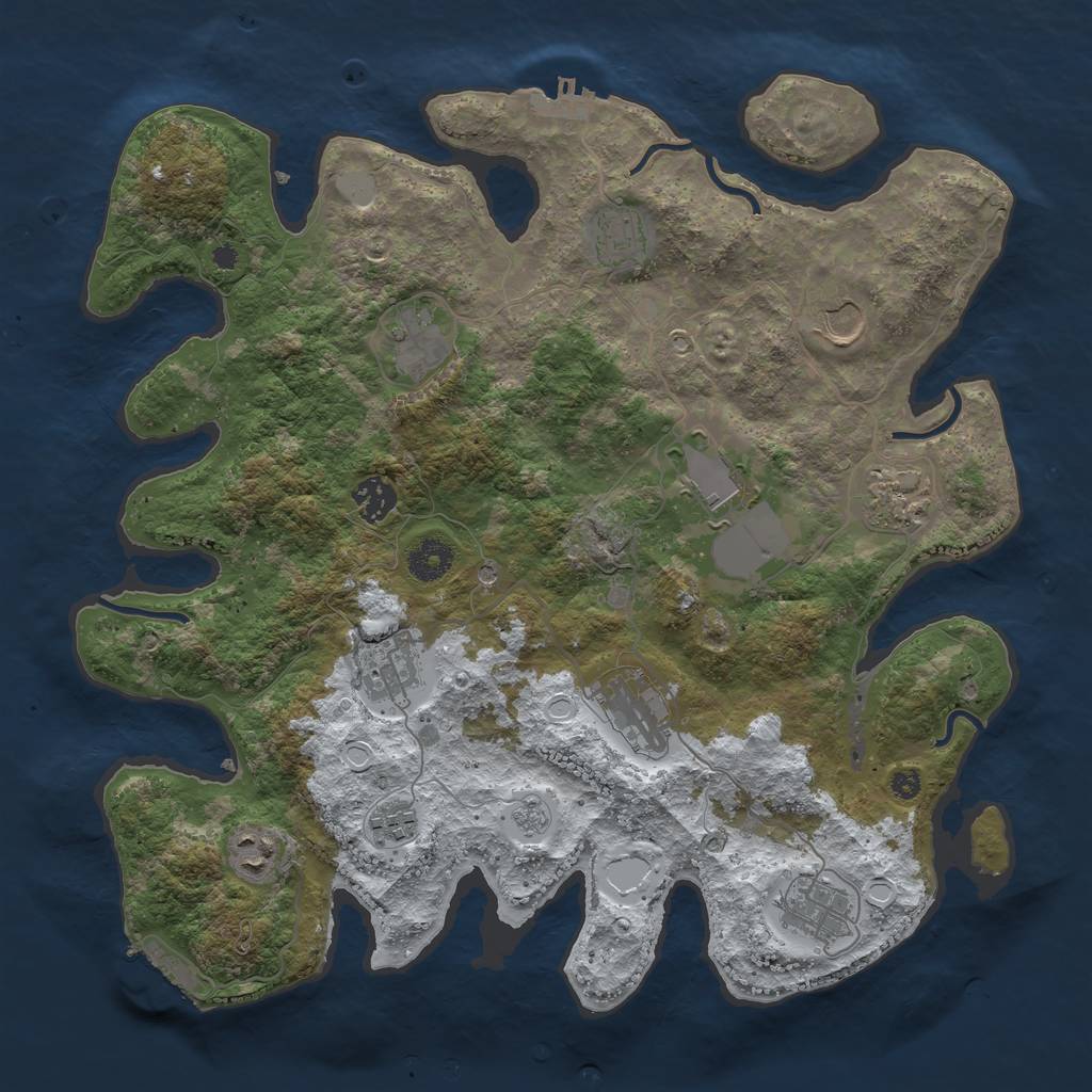 Rust Map: Procedural Map, Size: 3750, Seed: 1096610620, 20 Monuments