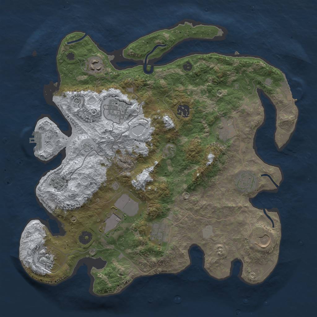 Rust Map: Procedural Map, Size: 3600, Seed: 457567688, 19 Monuments