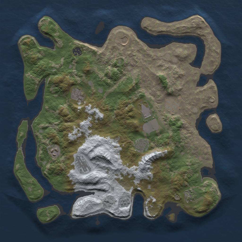 Rust Map: Barren, Size: 4000, Seed: 645231, 13 Monuments