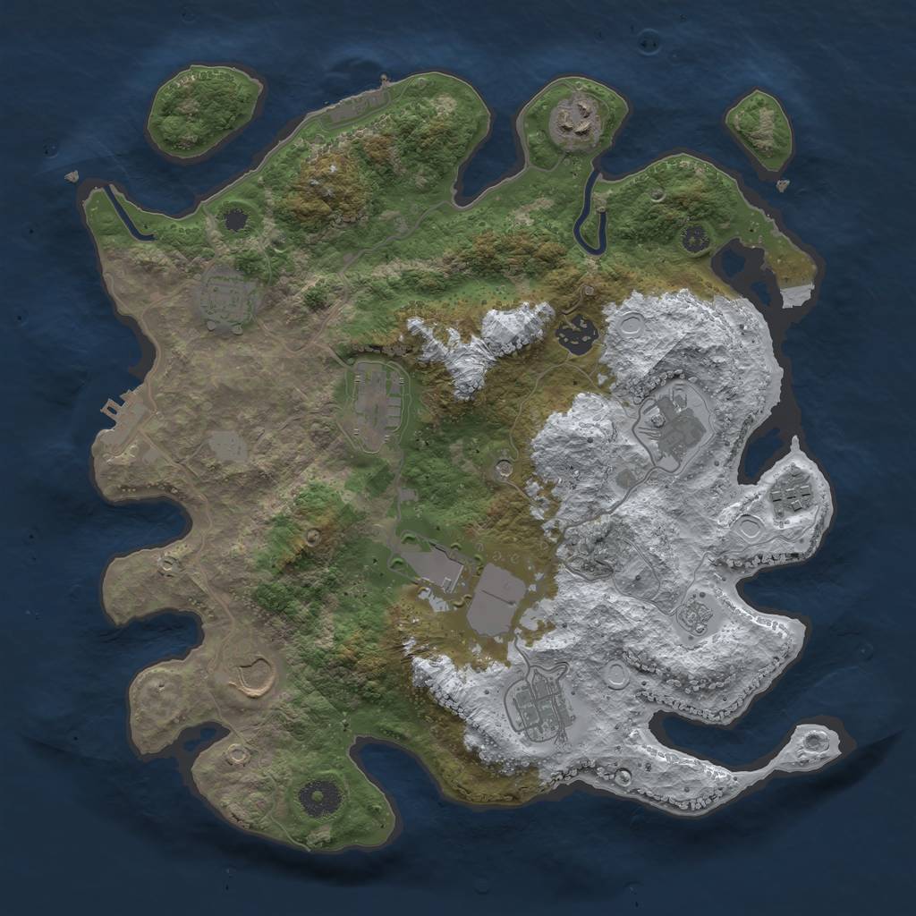 Rust Map: Procedural Map, Size: 3500, Seed: 1642859584, 18 Monuments