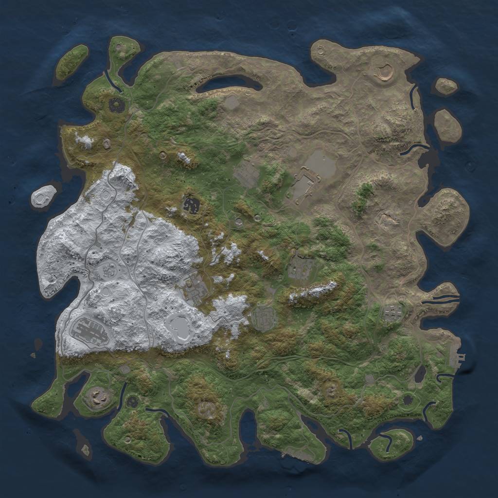 Rust Map: Procedural Map, Size: 4500, Seed: 379003557, 19 Monuments