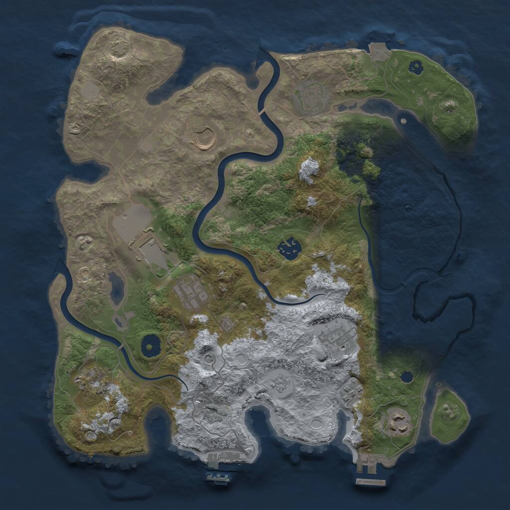 Rust Map: Procedural Map, Size: 3500, Seed: 2038271309, 15 Monuments