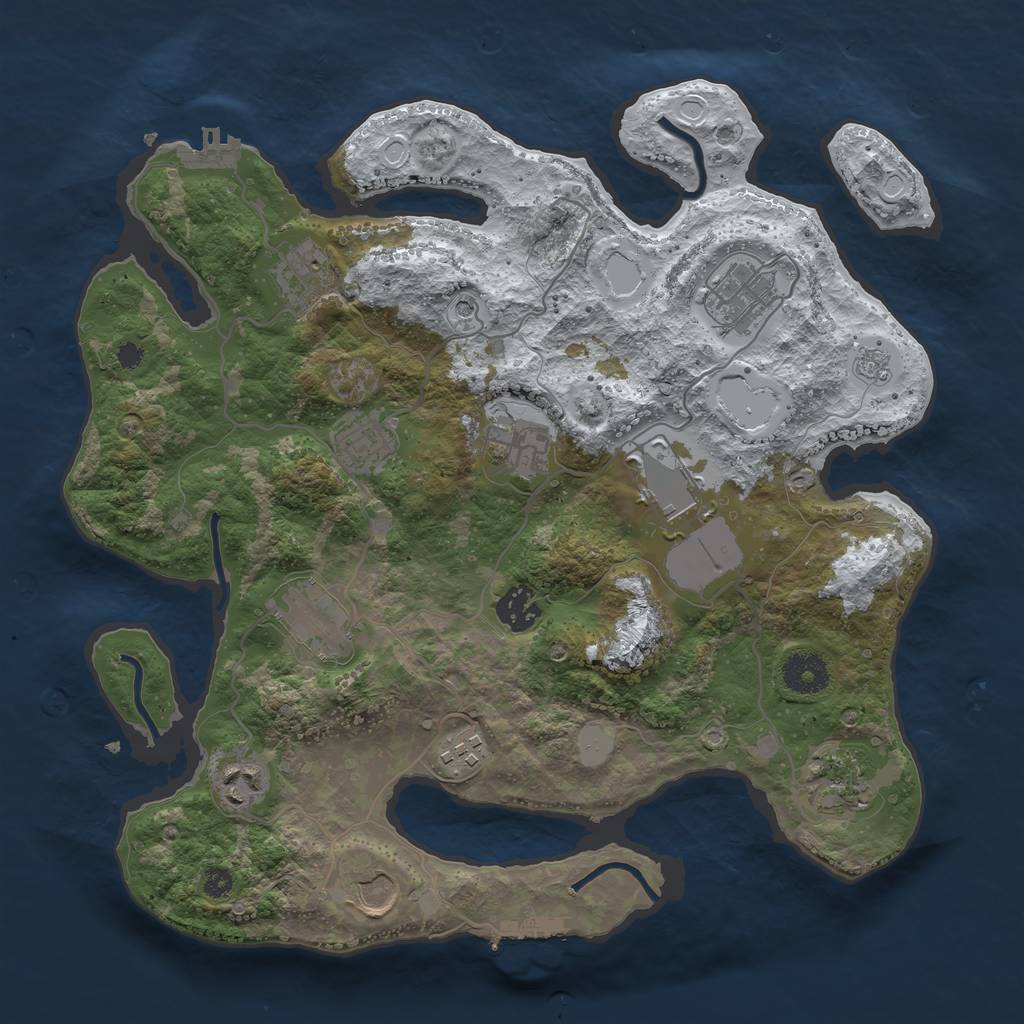 Rust Map: Procedural Map, Size: 3500, Seed: 984562621, 20 Monuments