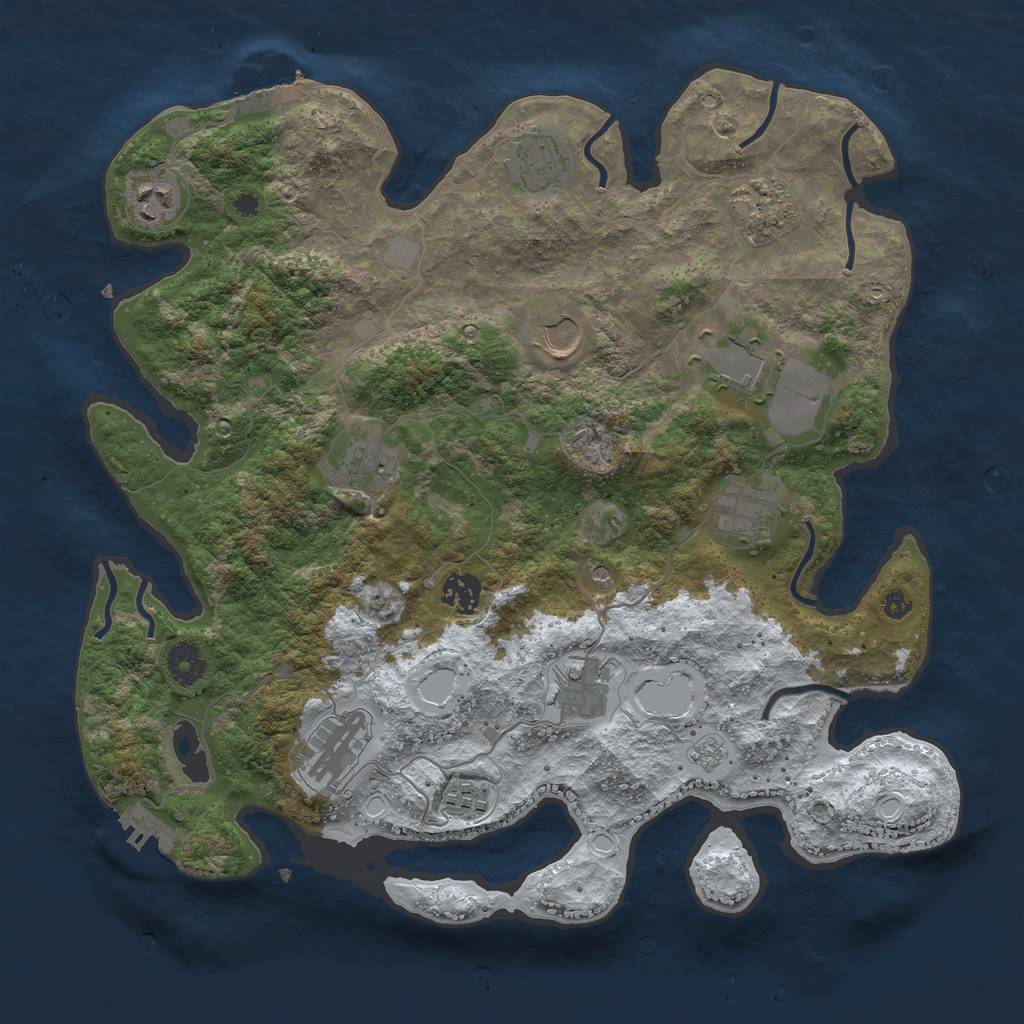 Rust Map: Procedural Map, Size: 3750, Seed: 1836567264, 20 Monuments