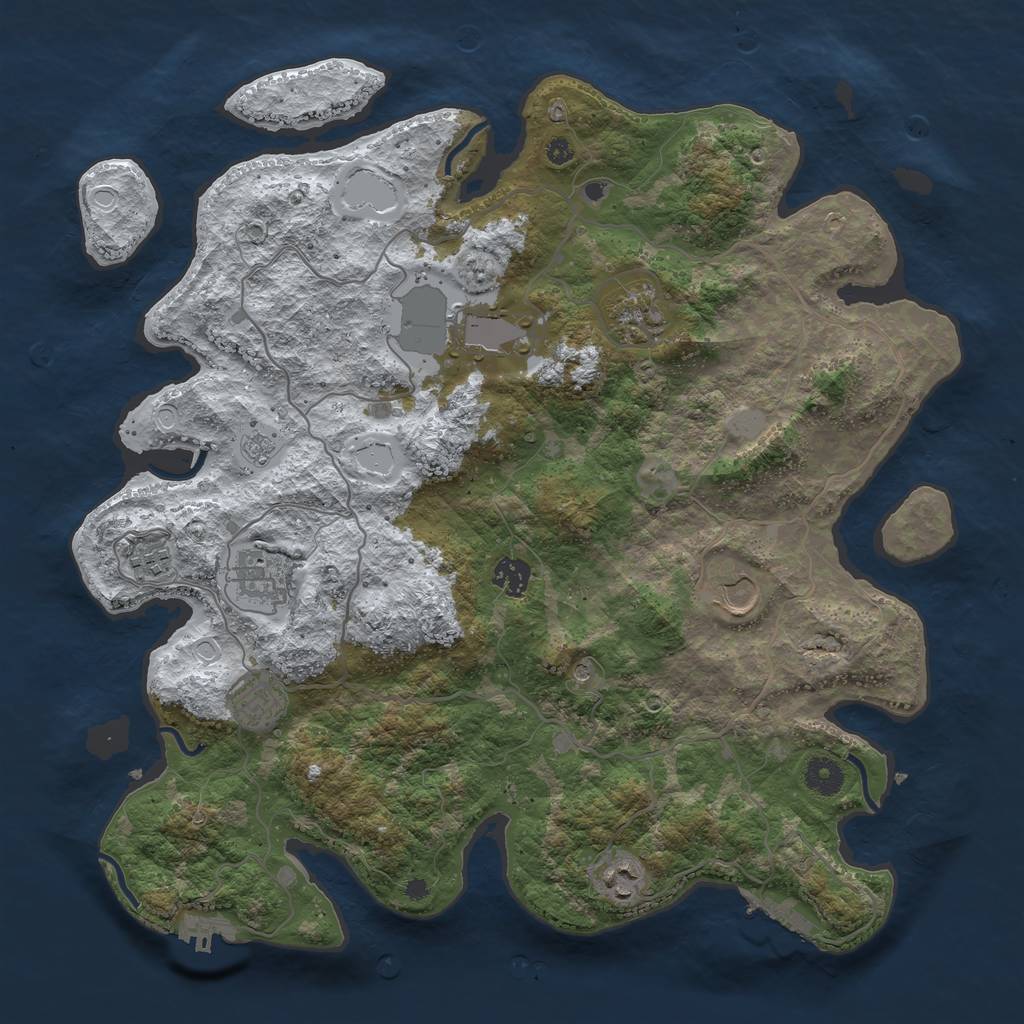 Rust Map: Procedural Map, Size: 4000, Seed: 215678657, 17 Monuments
