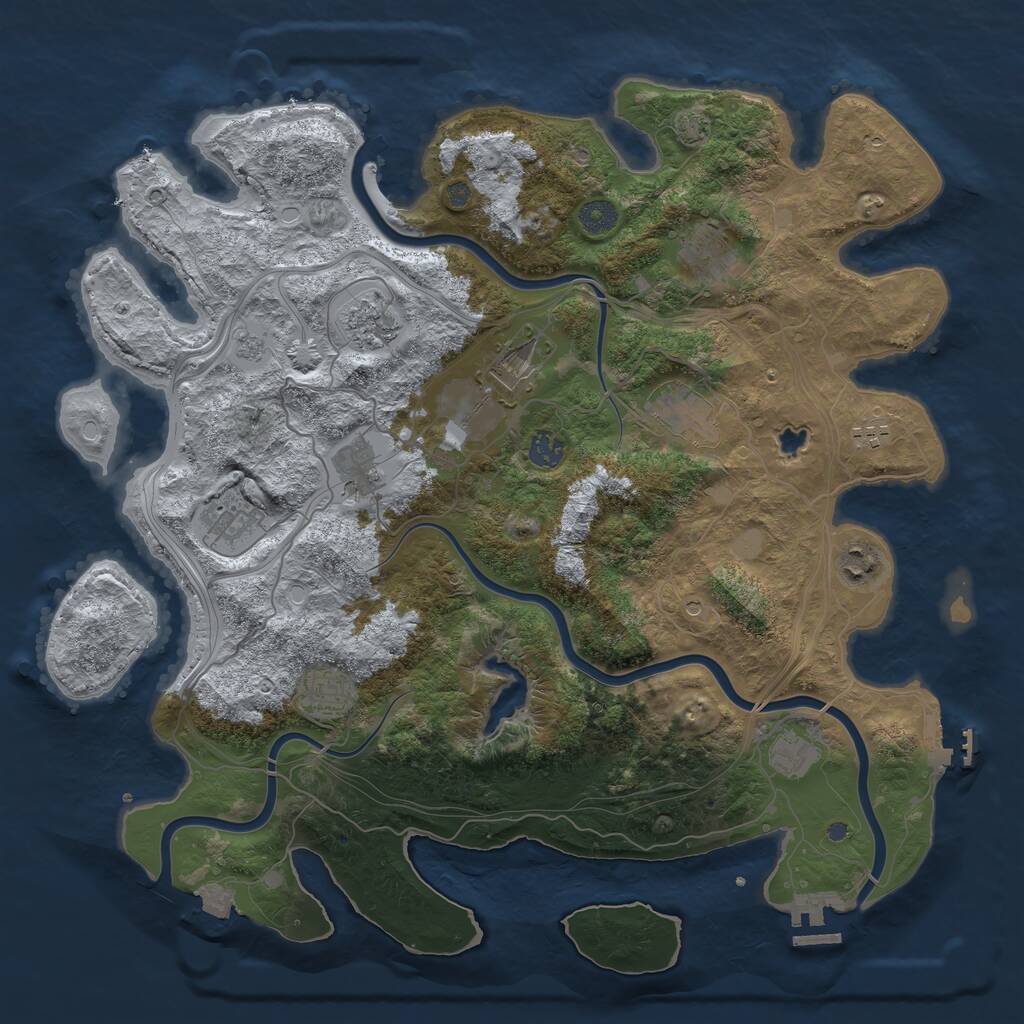 Rust Map: Procedural Map, Size: 4250, Seed: 45905422, 16 Monuments