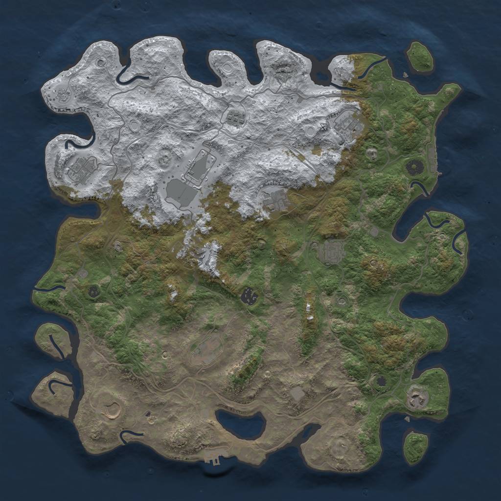 Rust Map: Procedural Map, Size: 4500, Seed: 1741018671, 20 Monuments