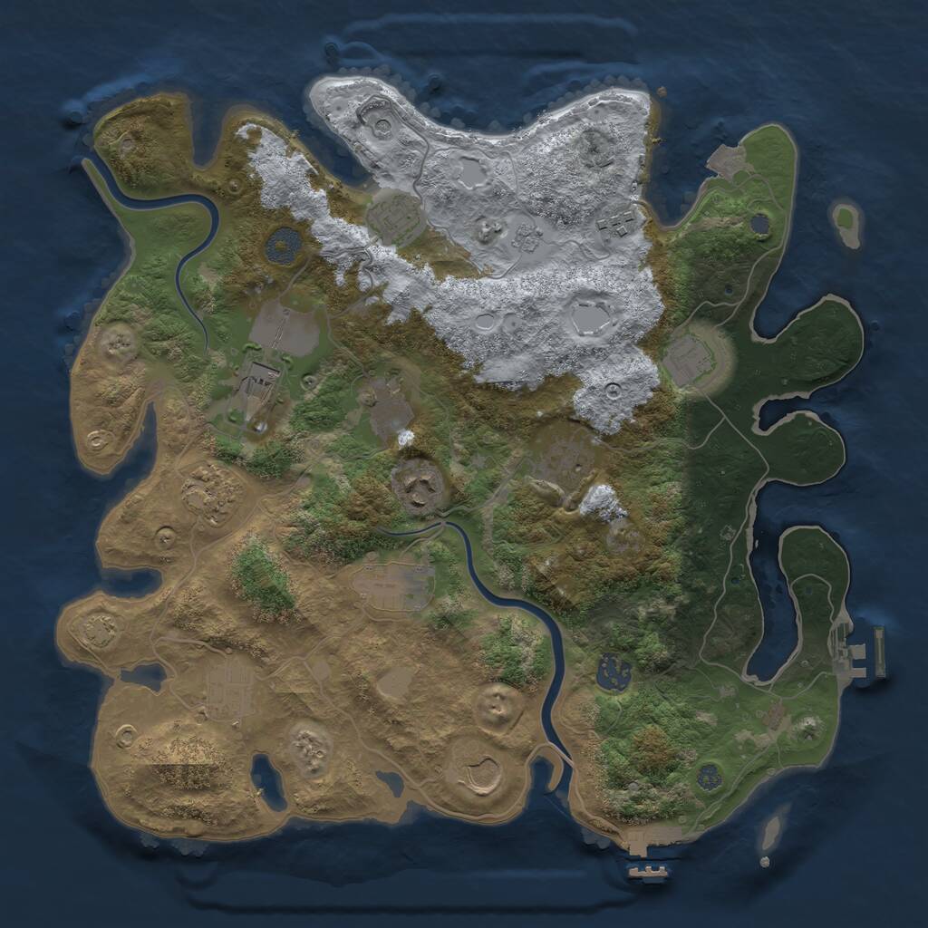 Rust Map: Procedural Map, Size: 3750, Seed: 1078704215, 17 Monuments