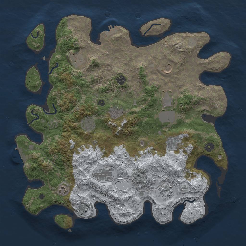 Rust Map: Procedural Map, Size: 3950, Seed: 748283, 20 Monuments