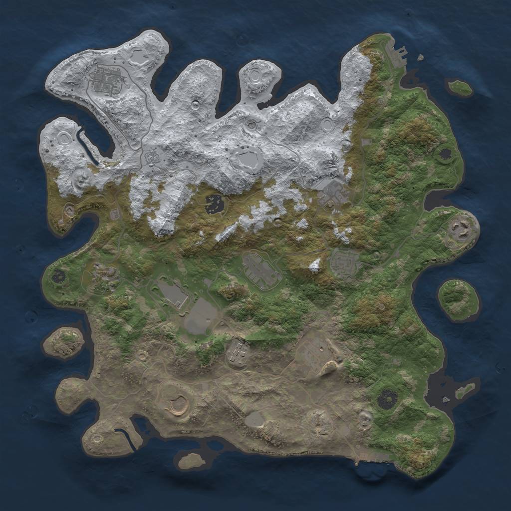 Rust Map: Procedural Map, Size: 3850, Seed: 1985749178, 20 Monuments