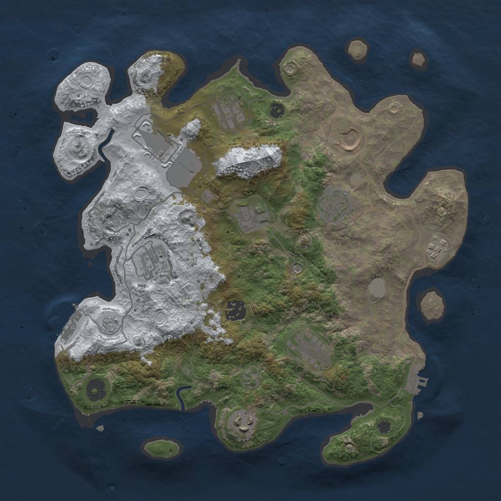 Rust Map: Procedural Map, Size: 3500, Seed: 1581249140, 19 Monuments