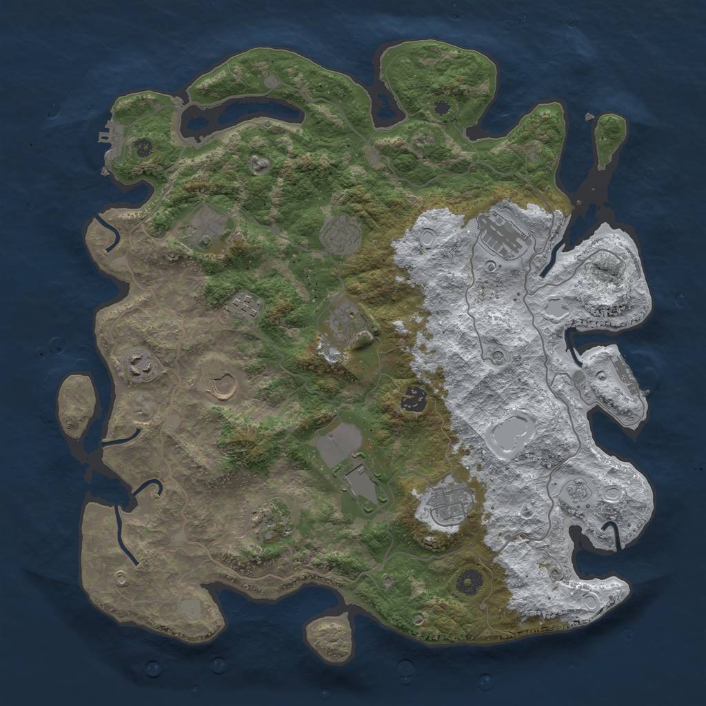 Rust Map: Procedural Map, Size: 4050, Seed: 956304, 20 Monuments