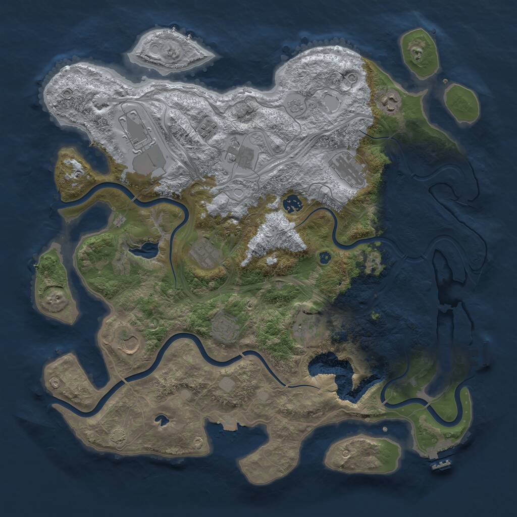 Rust Map: Procedural Map, Size: 4250, Seed: 97833616, 16 Monuments