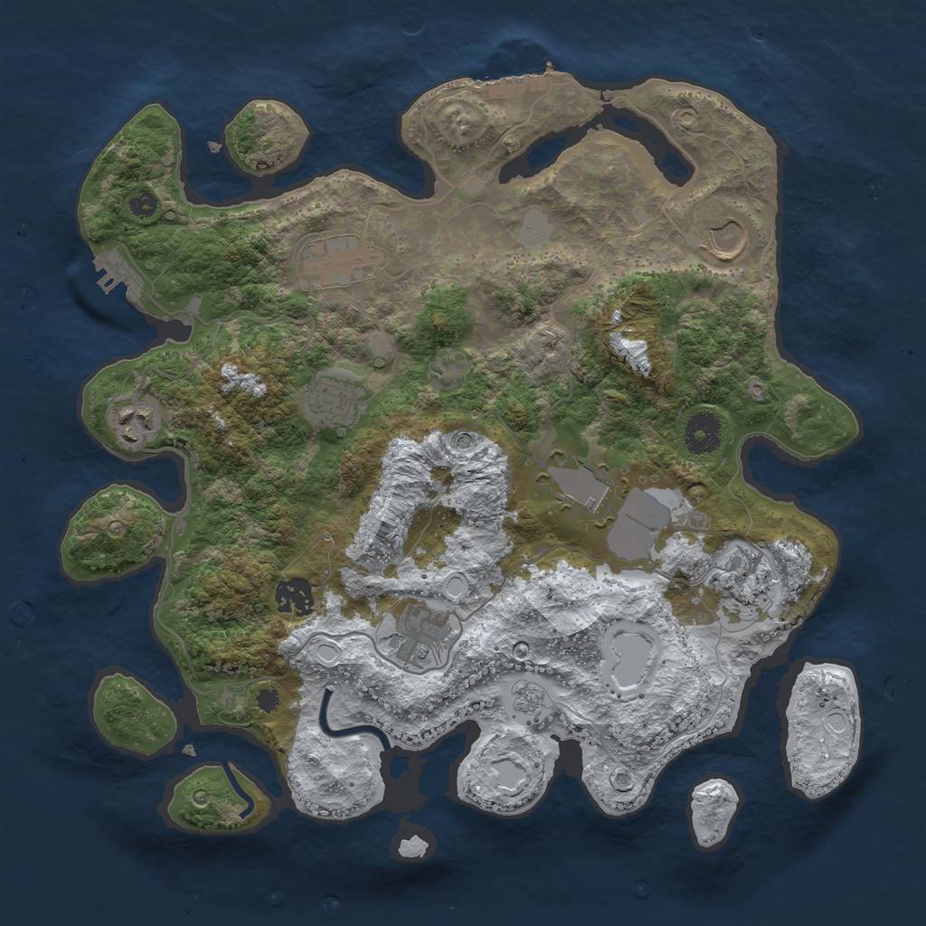 Rust Map: Procedural Map, Size: 3500, Seed: 1080518137, 17 Monuments