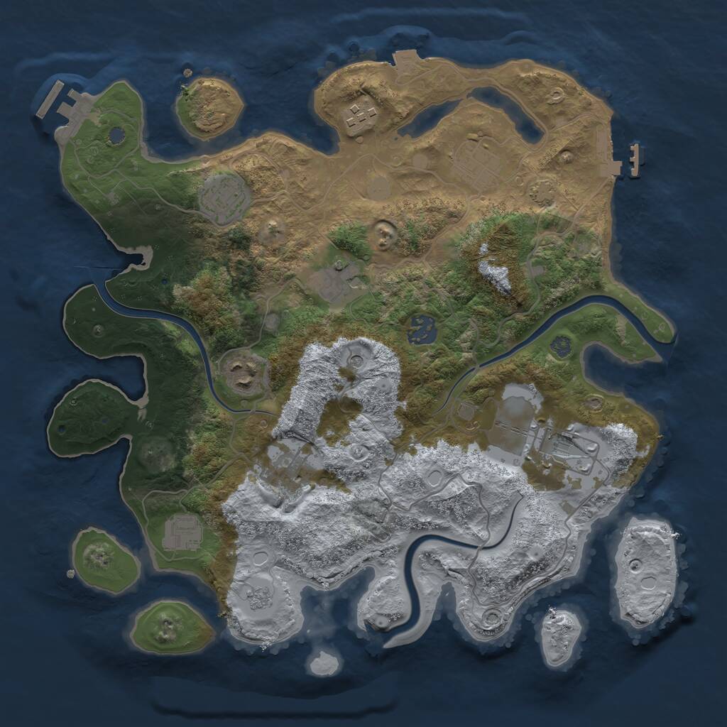Rust Map: Procedural Map, Size: 3500, Seed: 1080518137, 14 Monuments