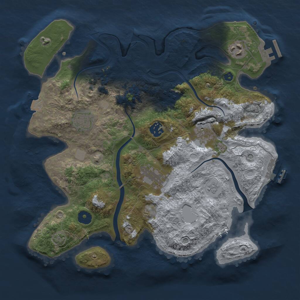 Rust Map: Procedural Map, Size: 3300, Seed: 1704258888, 12 Monuments