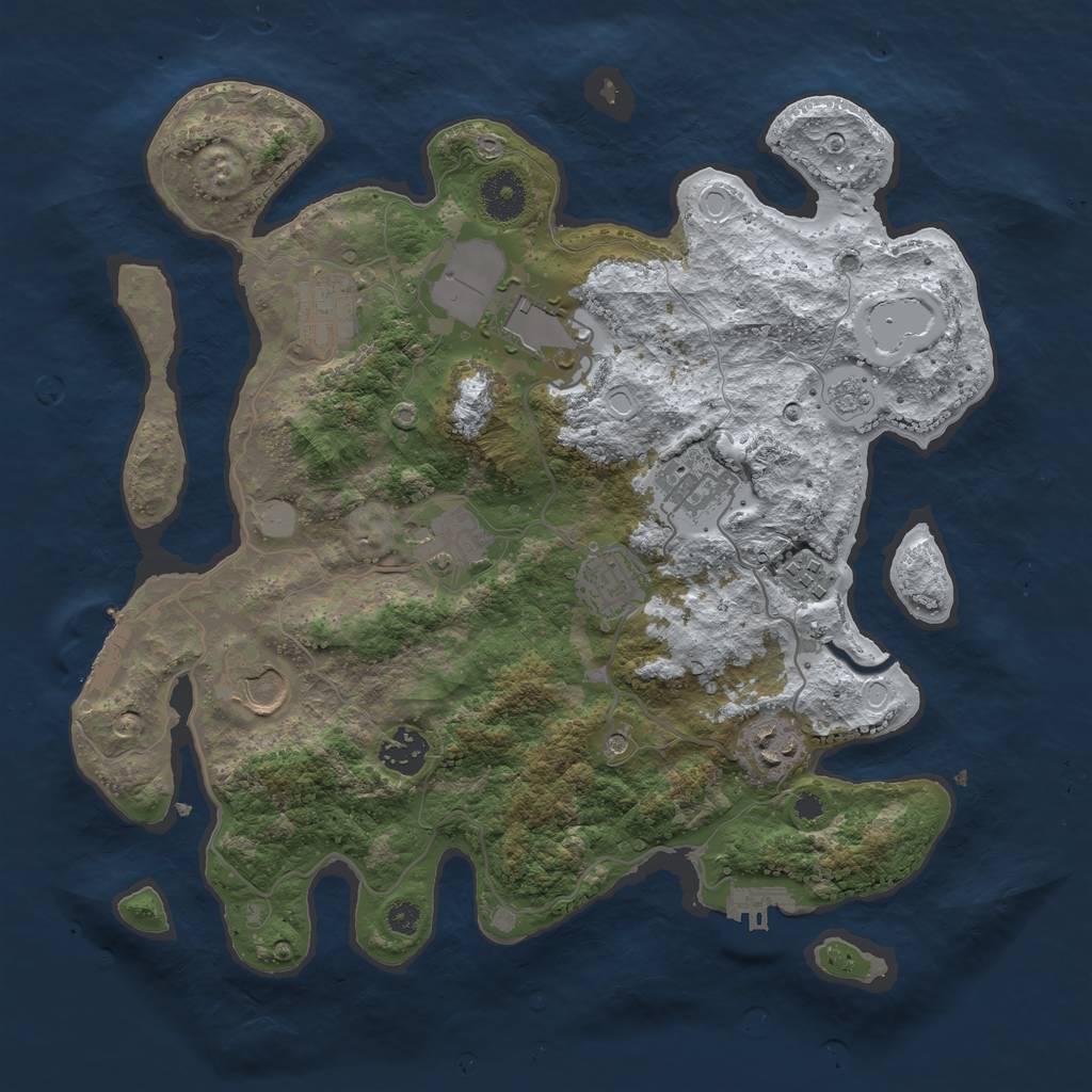 Rust Map: Procedural Map, Size: 3500, Seed: 2043047559, 18 Monuments