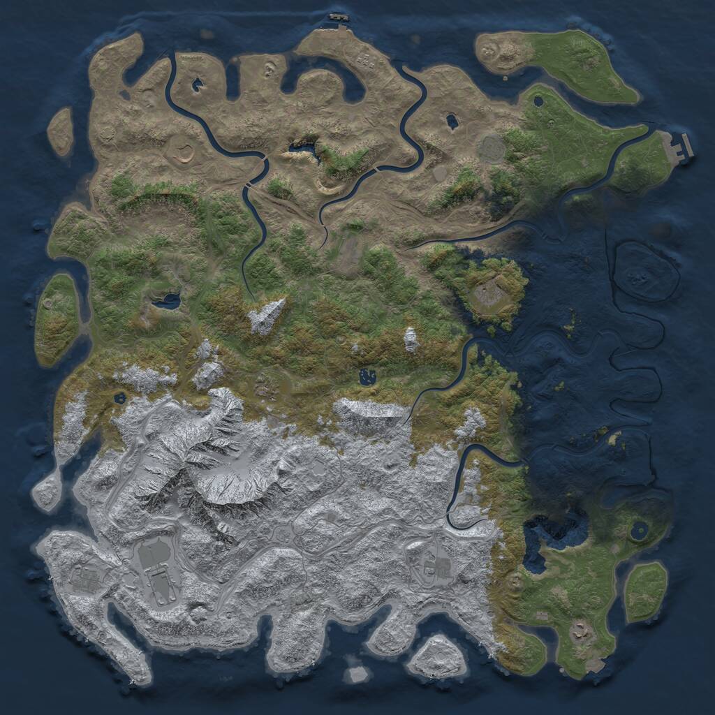 Rust Map: Procedural Map, Size: 6000, Seed: 36886333, 17 Monuments