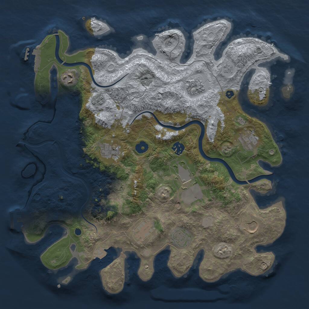 Rust Map: Procedural Map, Size: 3800, Seed: 1345197676, 16 Monuments